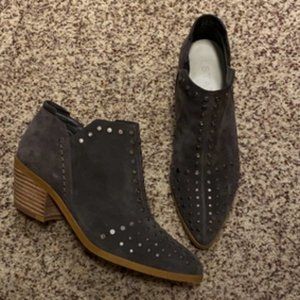 Gray Suede Studded Booties
